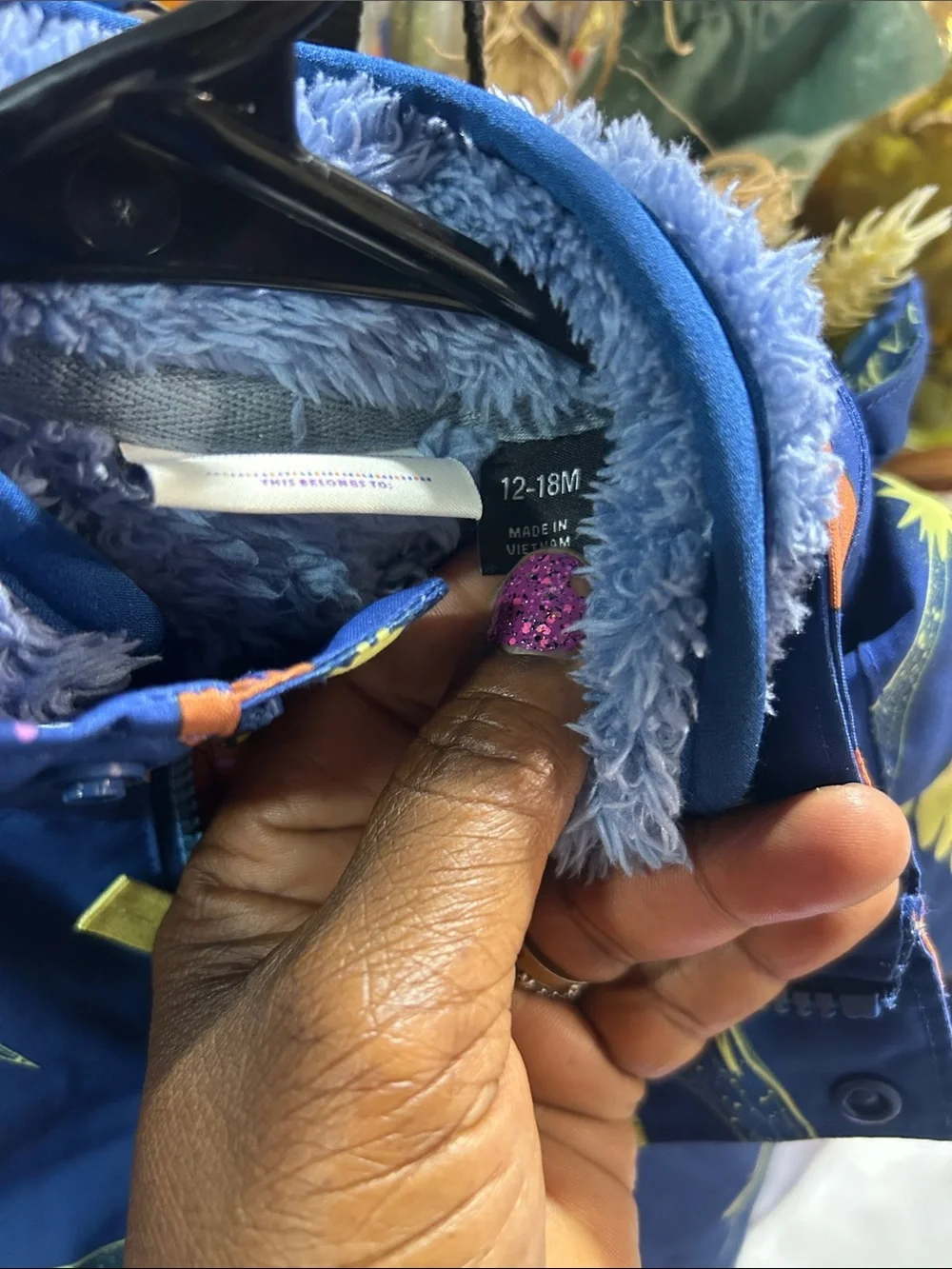 Preowned Kids' Reversible Blue Rain Jacket with Fleece Liner